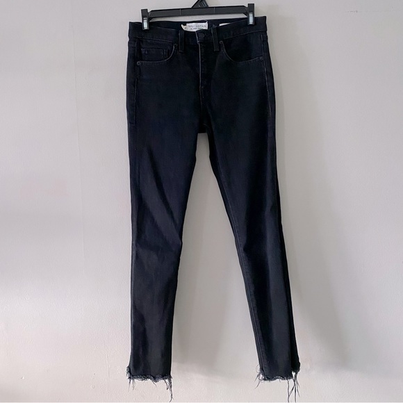 COPY - Nili Lotan Womens High Rise Skinny Jeans Jet Black Reverse Step Hem Fray - Picture 2 of 15